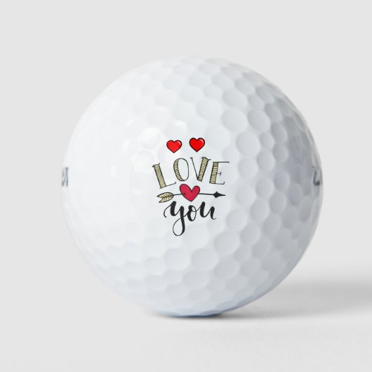 Golf Happy Valentijnsdag met liefdesrood hart Golfballen (Voorkant)