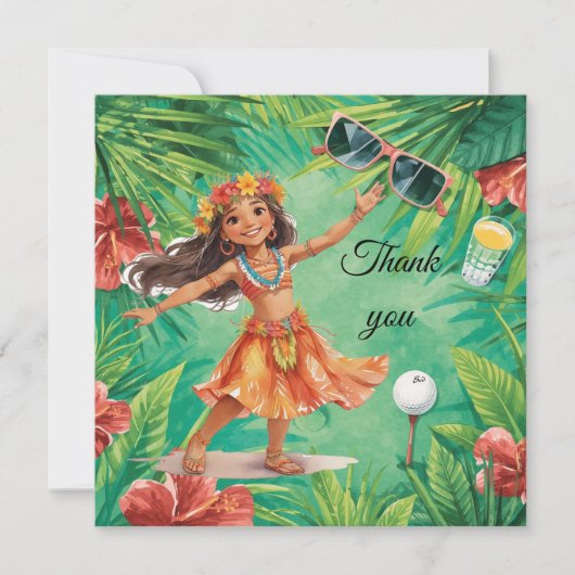 Golf Hawaï Thema Bedankkaart (Voorkant)