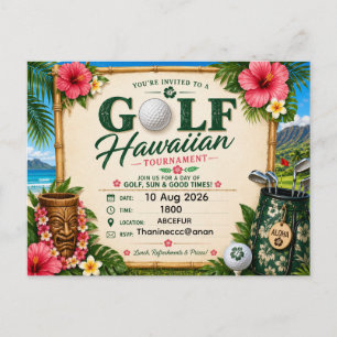 Golf Hawaï themed voor Hawaïaanse golferfeestje Briefkaart
