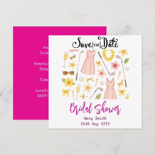 Golf Hawaiaans getinte Bruidsdouche Bachelorette Save The Date (Voorkant / Achterkant)