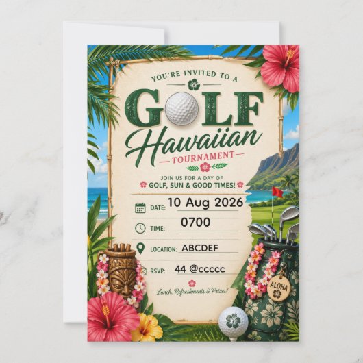 Golf Hawaiaans thema Kaart (Voorkant)