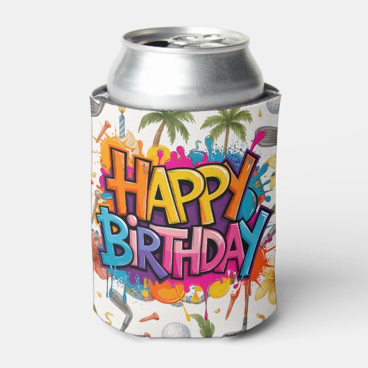 Golf Hawaii thema voor Hawaiian Golfer Party Blikjeskoeler (Blikje Voorkant)
