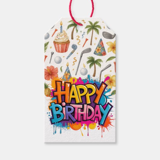 Golf Hawaii thema voor Hawaiian Golfer Party Cadeaulabel (Voorkant)