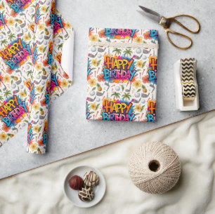 Golf Hawaii thema voor Hawaiian Golfer Party Cadeaupapier