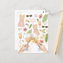 Golf Hawaiiaanse thema Lady Bride Bachelorette Par Briefkaart