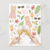 Golf Hawaiiaanse thema Lady Bride Bachelorette Par Briefkaart (Voorkant)