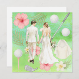 Golf Hawaiian thema bruiloft voor golfer Kaart