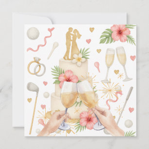 Golf Hawaiian thema bruiloft voor golfer Kaart