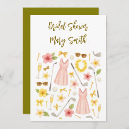 Golf Hawaiian thema bruiloft voor golfer Lover Kaart