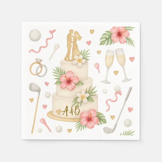 Golf Hawaiian thema bruiloft voor golfer Servet (Voorkant)