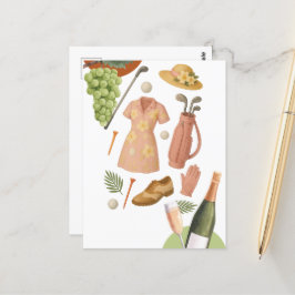 Golf Hawaiian thema Lady Woman Golfer toernooi Briefkaart