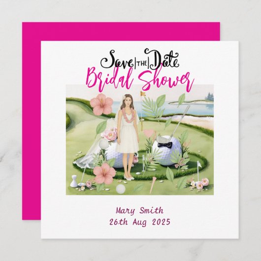 Golf Hawaiian thema Vrijgezellenfeest Bachelorette Save The Date (Voorkant / Achterkant)