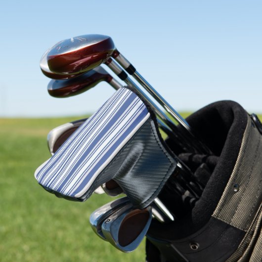 Golf Head Cover Blauw & Wit Gestreept (Insitu)