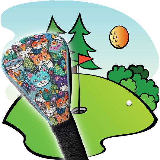 GOLF HEAD COVER - I Love Golf... and Cats, Too!!