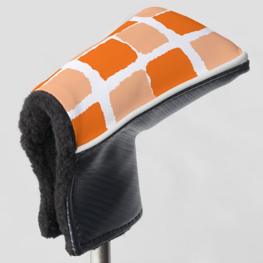 Golf Head Cover Oranje & Wit Vierkant (3/4 voorkant)