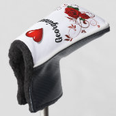 Golf Head Cover Rode Roos Rode Hart Bloem  (3/4 voorkant)