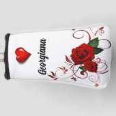 Golf Head Cover Rode Roos Rode Hart Bloem  (Voorkant)
