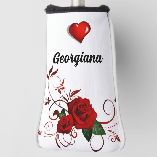 Golf Head Cover Rode Roos Rode Hart Bloem  (Draai 90)