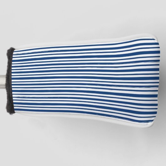 Golf Head Cover Stevig Blauw & Wit Gestreept (Voorkant)