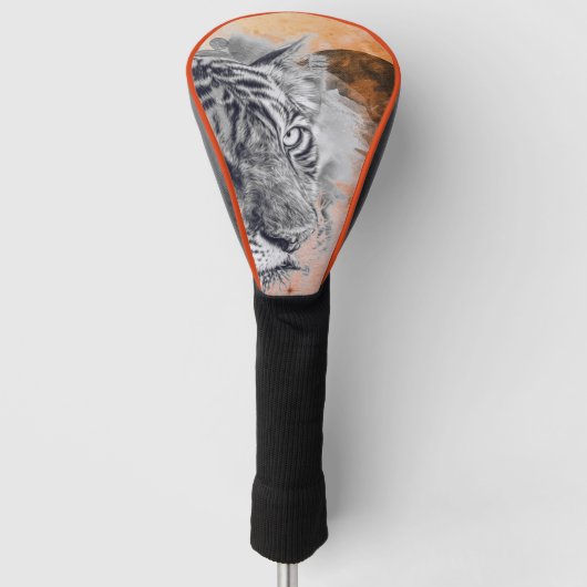Golf Head Cover TIJGER EN ZWARTE MAAN (Voorkant)