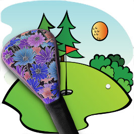 GOLF HEAD HOESJE - Blauw-Violet-Roze Bloemen Desig Golfheadcover