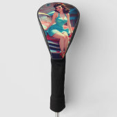 Golf Head Hoesje Pin-up Brunette Golfheadcover (Voorkant)