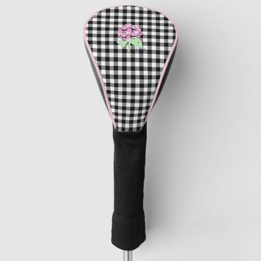 Golf Head Hoesje zwart gingham Golfheadcover (Voorkant)
