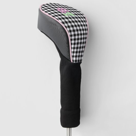Golf Head Hoesje zwart gingham Golfheadcover (Schuin)