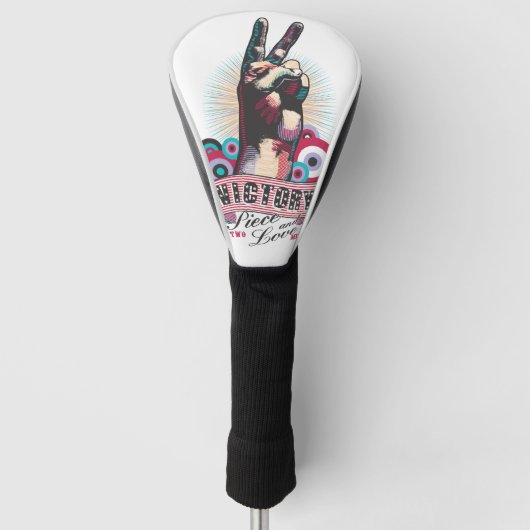 Golf Headcover – Victory Vrede & Liefde Pop-Art (Voorkant)