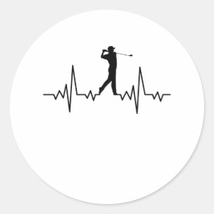 GOLF HEARTBEAT Golfing Clothes Women Mannen Kinder Ronde Sticker