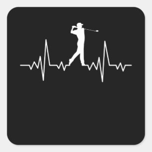 GOLF HEARTBEAT Golfing Clothes Women Mannen Kinder Vierkante Sticker
