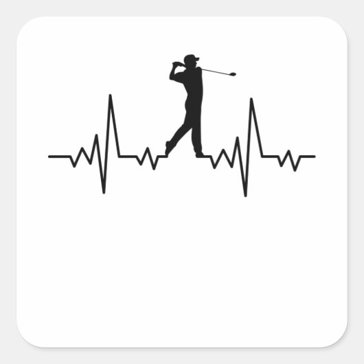 GOLF HEARTBEAT Golfing Clothes Women Mannen Kinder Vierkante Sticker (Voorkant)