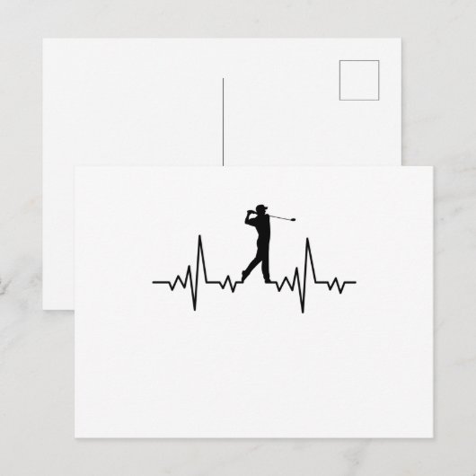 GOLF HEARTBEAT Golfkleding Vrouwen Mannen Kinderen Briefkaart (Voorkant / Achterkant)