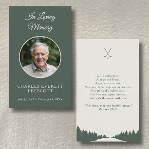 Golf Herdenkings Funeral Troost Foto Gedicht Kaart Visitekaartje