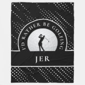 Golf Heren Golfer Silhouet Zwart Wit Fleece Deken (Voorkant)