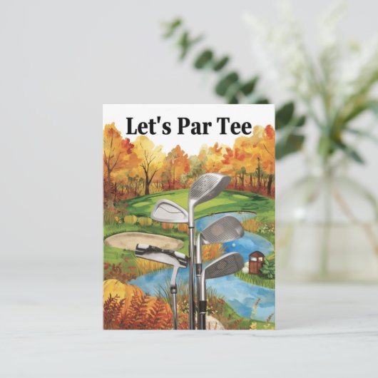GOLF Herfst Thanksgiving Party voor golfer Briefkaart (Staand voorkant)