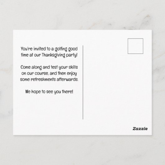 GOLF Herfst Thanksgiving Party voor golfer Briefkaart (Achterkant)
