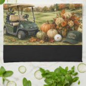 Golf Herfst thema golfbaan voor golfer Theedoek (Gevouwen)