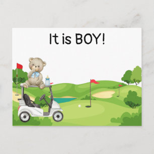 Golf Het is BOY golfer baby op golfkar Briefkaart