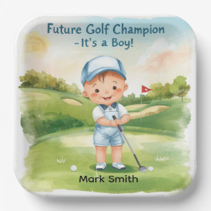 Golf Het is een Jongen Baby Borrel Papieren Borden Bordje