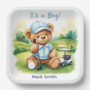 Golf Het is een jongen Baby Shower Papieren Borden Bordje