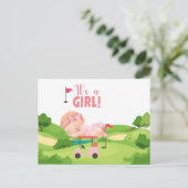 Golf Het is GIRL golfer baby op golfkarretje Brief Briefkaart (Staand voorkant)