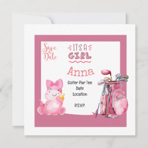 Golf het is meisje baby shower roze thema voor gol kaart