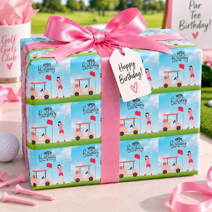 Golf Het is mijn verjaardag vrouw golfster op gree Cadeaupapier
