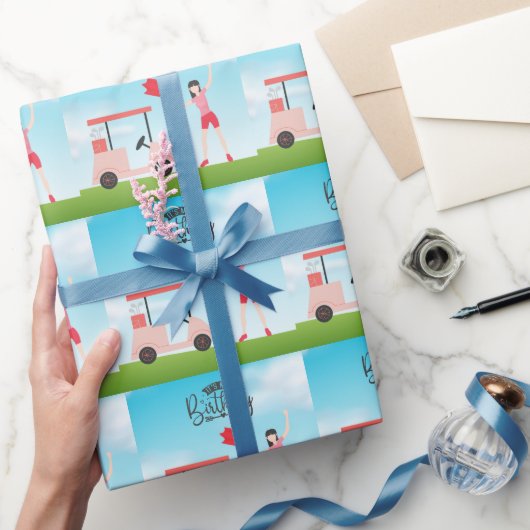 Golf Het is mijn verjaardagsgolfer op groen Cadeaupapier (Geschenken)
