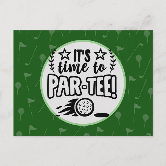 Golf het is tijd om t-shirt golfer party te parere briefkaart (Voorkant)