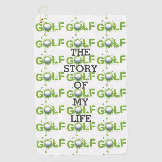 Golf het verhaal van mijn leven grappig golfhanddoek (Voorkant)