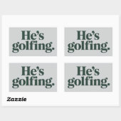 Golf Hij Is Golfende Man Geschenken Grappige Vrouw Rechthoekige Sticker (Vel)