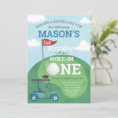Golf Hole in een eerste verjaardagsfeestuitnodigin Kaart (Staand voorkant)