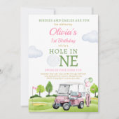 Golf Hole in één meisje, eerste verjaardag T-shirt Kaart (Voorkant)